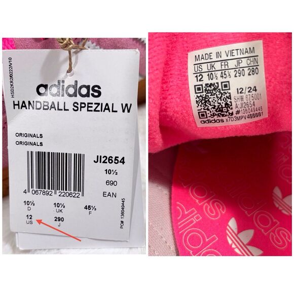 NWT Adidas Handball Spezial Sneaker Lucid Pink Women’s Size US 12 JI2654 - Picture 7 of 8